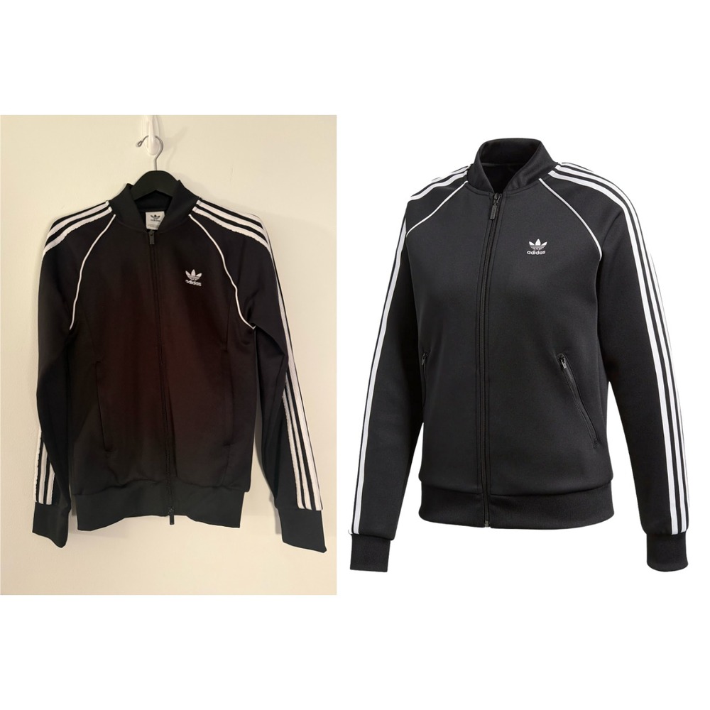 Adidas Women's Small Long Sleeve Track Top Jacket - Black - Oasis Tour Vibe EUC